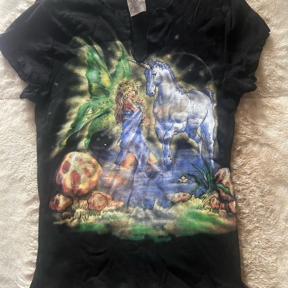 🧚✨ Vintage Y2K Next Era Fairy & Unicorn Baby Tee 🦄🍄